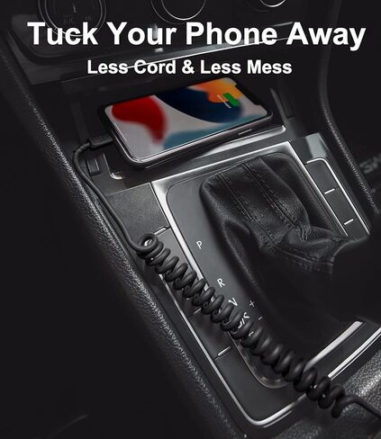 dé كابل Lightning ملفوف، كابل USB إلى Lightning بطول 3.3 أقدام [معتمد من MFi ومتوافق مع CarPlay]، كابل شحن قصير لهاتف iPhone 14 Pro Max/13/12 mini/11 Pro/X/8/SE/iPad in Kuwait