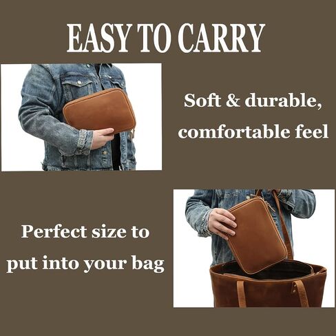 PAHVRION Personalized Leather Electronics Accessories Case,Customized Travel Organizer Bag for Electronic,Multi-function Carry-On Storage Bag for USB Data Cable,Chargers,Ear-ph Wire in Kuwait