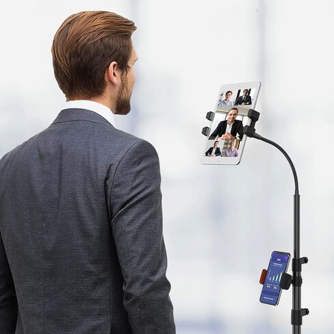 حامل ثلاثي القوائم لجهاز iPad من Tossbiss، حامل تابلت مقاس 63 بوصة مع رقبة معقوفة، حامل ثلاثي لجهاز iPad مع حامل ثلاثي القوائم لجهاز iPad يدور 360 درجة، حامل حامل ثلاثي iPad لجميع أجهزة الكمبيوتر اللوحية والهاتف مقاس 4.7-11.9 بوصة in Kuwait