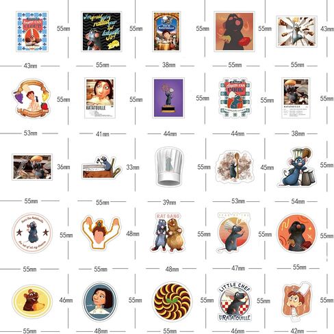 61 قطعة من ملصقات راتاتوي مجموعة ملصقات جرافيتي لطيفة، ملصقات فينيل مقاومة للماء لحافظة الهاتف والكمبيوتر المحمول وزجاجات المياه ولوح التزلج والأمتعة وممتص الصدمات للسيارة وسجل القصاصات وكتاب الكوب والباب in Kuwait