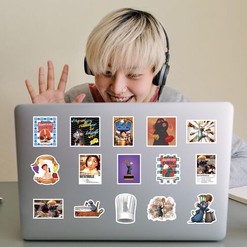 61 قطعة من ملصقات راتاتوي مجموعة ملصقات جرافيتي لطيفة، ملصقات فينيل مقاومة للماء لحافظة الهاتف والكمبيوتر المحمول وزجاجات المياه ولوح التزلج والأمتعة وممتص الصدمات للسيارة وسجل القصاصات وكتاب الكوب والباب in Kuwait