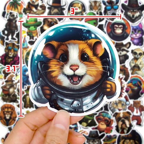 Hwook Cute Animals Waterproof Stickers, 160 PCS Mixed Colorful Cartoon Stickers, Stickers for Water Bottles, Guitar, Skateboards and Notebooks, These Fun Stickers for Kids Teens Girls Adults in Kuwait