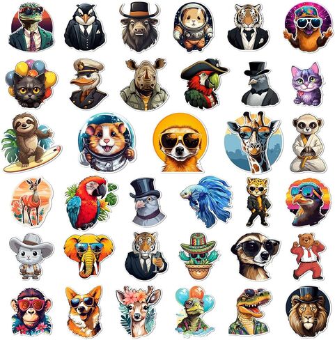 Hwook Cute Animals Waterproof Stickers, 160 PCS Mixed Colorful Cartoon Stickers, Stickers for Water Bottles, Guitar, Skateboards and Notebooks, These Fun Stickers for Kids Teens Girls Adults in Kuwait