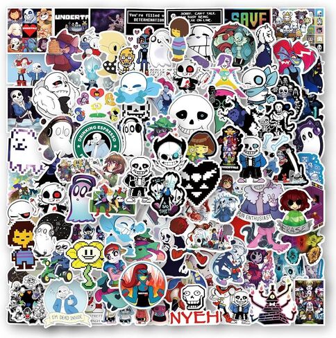 100 قطعة من ملصقات Undertale للأطفال والمراهقين والبالغين، ملصقات ألعاب كرتونية عصرية من الفينيل مقاومة للماء للأمتعة والدراجة والكمبيوتر المحمول وزجاجة مياه وهدايا Undertale للاعبي الألعاب in Kuwait