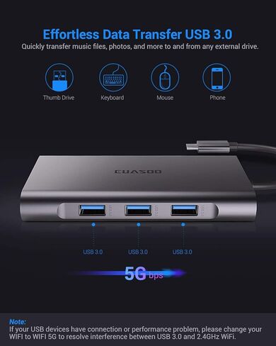 موزع USB C، محطة إرساء، EUASOO 11 في 1 محطة إرساء USB C ثلاثية العرض مع 4K HDMI/1000Mbps Gigabit Ethernet/PD 3.0/4 منافذ USB لأجهزة الكمبيوتر المحمولة MacBook/USB C، MacOS فقط يدعم وضع المرآة in Kuwait