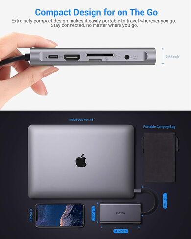 موزع USB C، محطة إرساء، EUASOO 11 في 1 محطة إرساء USB C ثلاثية العرض مع 4K HDMI/1000Mbps Gigabit Ethernet/PD 3.0/4 منافذ USB لأجهزة الكمبيوتر المحمولة MacBook/USB C، MacOS فقط يدعم وضع المرآة in Kuwait