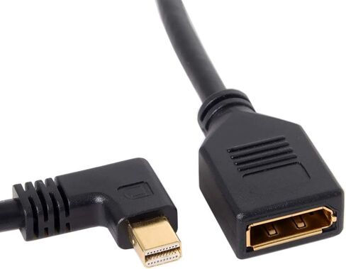 Cablecc Left Angled Mini DP DisplayPort 90 Degree to DisplayPort Female Cable for Displays Monitors (Left Angled) in Kuwait