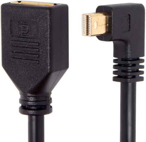 Cablecc Left Angled Mini DP DisplayPort 90 Degree to DisplayPort Female Cable for Displays Monitors (Left Angled) in Kuwait
