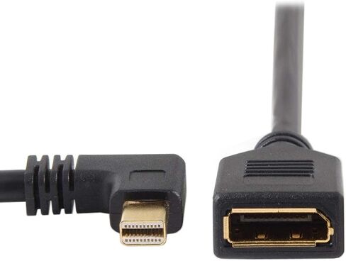 Cablecc Left Angled Mini DP DisplayPort 90 Degree to DisplayPort Female Cable for Displays Monitors (Left Angled) in Kuwait