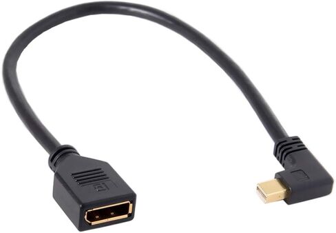 Cablecc Left Angled Mini DP DisplayPort 90 Degree to DisplayPort Female Cable for Displays Monitors (Left Angled) in Kuwait