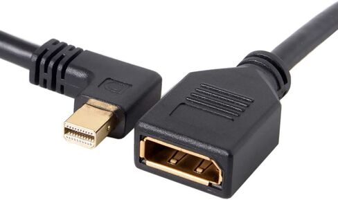 Cablecc Left Angled Mini DP DisplayPort 90 Degree to DisplayPort Female Cable for Displays Monitors (Left Angled) in Kuwait