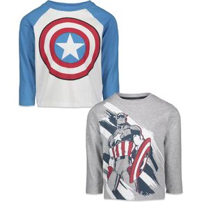Marvel Avengers Spider-Man Iron Man Captain America Hulk Black Panther Miles 2 Pack Long Sleeve T-Shirts Toddler to Big Kid