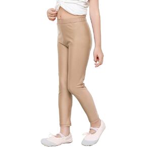 Teen Girls Athletic Active Dance Leggings for Kids Shiny Workout Tight Exercise Yoga Pants