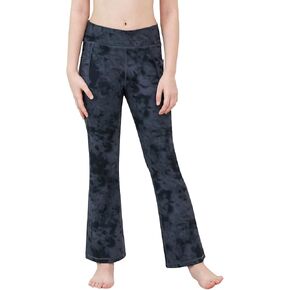 Girl's Leggings Cross High Waist Stretch Yoga Pants with Pocket, Flared Yoga Pants Full Length Workout Running Leggings in Saudi Arabia