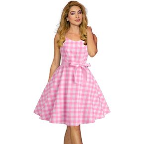 1950s Dress for Women 40s Vintage Swing Plaid Dresses Retro Rockabilly Gingham Dress A-Line Cocktail Pin Up Midi Dress in Kuwait