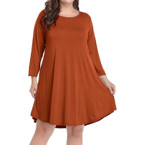 BELAROI Womens Fall Dresses 3/4 Sleeve Casual Swing T-Shirt Dress Plus Size Loose Tunic Dress in Saudi Arabia
