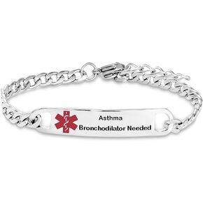 LSxAB Medical ID Bracelet Diabetes DNR Organ Donor Emergency Identify Gift for Mom Family Daughter Son Husband Grandma Stainless Steel DNR Heart Disease Cancer Pacemaker Christmas Birthday