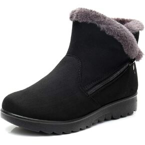DADAWEN Women's Winter Warm Side Zipper Snow Boots