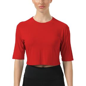 Mippo Women's Workout Crop Tops Short Sleeve Athletic Shirts Cropped Gym Yoga T-Shirts Loose Fit