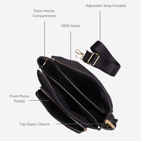 MERSI Erin Crossbody Purse, a Stylish Lightweight Nylon Crossbody Bag, Water-Resistant Everyday Purse in Kuwait