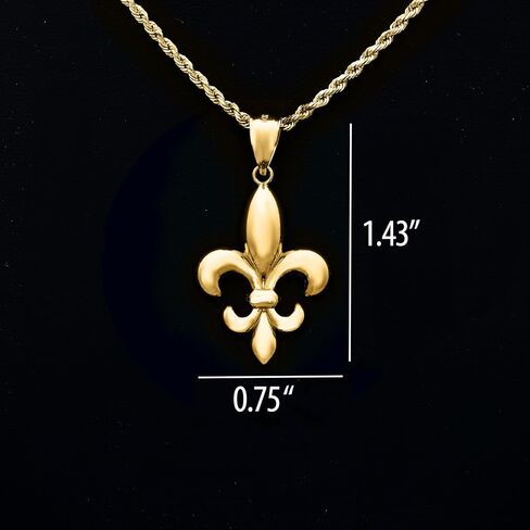 LoveBling 10k Yellow Gold High Polished Fleur-De-Lis Symbol Charm Pendant (Medium ; 1.43 x 0.75) in Saudi Arabia