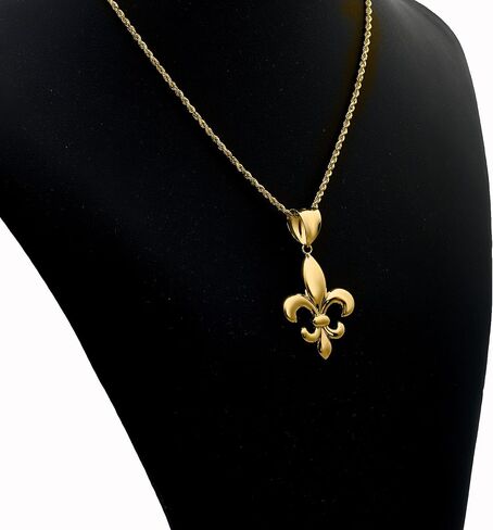 LoveBling 10k Yellow Gold High Polished Fleur-De-Lis Symbol Charm Pendant (Medium ; 1.43 x 0.75) in Saudi Arabia