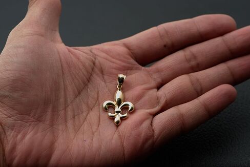 LoveBling 10k Yellow Gold High Polished Fleur-De-Lis Symbol Charm Pendant (Medium ; 1.43 x 0.75) in Saudi Arabia