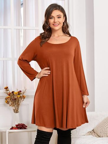BELAROI Womens Fall Dresses 3/4 Sleeve Casual Swing T-Shirt Dress Plus Size Loose Tunic Dress in Saudi Arabia