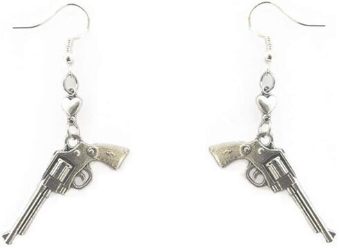 Cowboy Gun Charm Stud Earring 925 Silver Plated Pistol Guns Drop Studs Earrings in Saudi Arabia