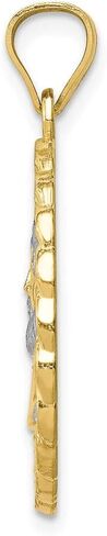 Solid 10k Yellow Gold Two Toned Diamond-Cut Jesus Face Pendant Charm in Saudi Arabia