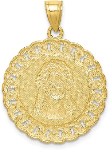 Solid 10k Yellow Gold Two Toned Diamond-Cut Jesus Face Pendant Charm in Saudi Arabia