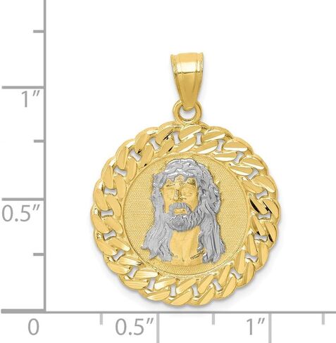 Solid 10k Yellow Gold Two Toned Diamond-Cut Jesus Face Pendant Charm in Saudi Arabia