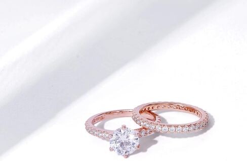 Amazon Collection Platinum or Gold Plated Sterling Silver Wedding Set Rings set with Round Cut Infinite Elements Cubic Zirconia in Saudi Arabia