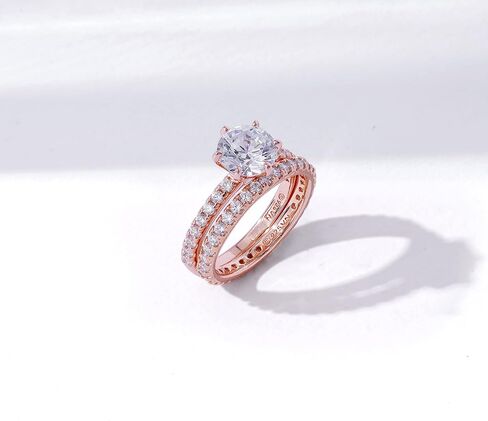 Amazon Collection Platinum or Gold Plated Sterling Silver Wedding Set Rings set with Round Cut Infinite Elements Cubic Zirconia in Saudi Arabia