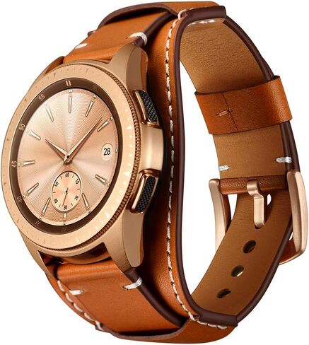 سوار ساعة من الجلد الطبيعي من Balerion Cuff، متوافق مع ساعة Samsung Galaxy Watch 5، Galaxy Watch 4، Galaxy watch3 41 مم، ساعة Galaxy 42 مم، Gear Sport وغيرها من الساعات القياسية بعرض شريط 20 مم in Kuwait