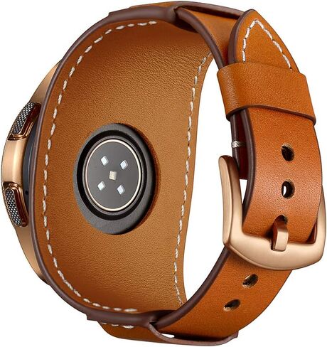 سوار ساعة من الجلد الطبيعي من Balerion Cuff، متوافق مع ساعة Samsung Galaxy Watch 5، Galaxy Watch 4، Galaxy watch3 41 مم، ساعة Galaxy 42 مم، Gear Sport وغيرها من الساعات القياسية بعرض شريط 20 مم in Kuwait