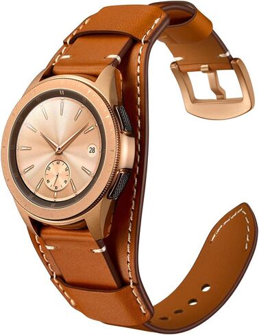 سوار ساعة من الجلد الطبيعي من Balerion Cuff، متوافق مع ساعة Samsung Galaxy Watch 5، Galaxy Watch 4، Galaxy watch3 41 مم، ساعة Galaxy 42 مم، Gear Sport وغيرها من الساعات القياسية بعرض شريط 20 مم in Kuwait