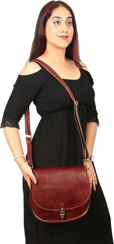 حقائب يد نسائية جلدية عبر الجسم وحقائب كتف على شكل سرج، محافظ بنية عتيقة، حقيبة يد نسائية بوهو، حقيبة يد للسيدات مصنوعة يدويًا، أزياء سفر كلاسيكية، محفظة هاتف بحمالة متقاطعة للنساء، مقاس XXL in Kuwait