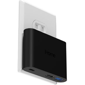 iHome 32W AC Pro Multi Port USB Wall Charger Block - Charging Station for Multiple Devices with 3 USB Ports (1 USB-C, 2 USB-A) - Fast Charging, Universal Compatibility (Black)