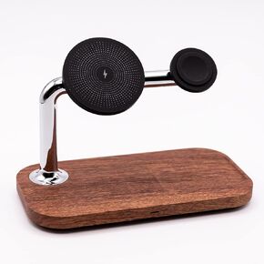Eden Grove 3-in-1 Natural Wood Wireless MagSafe Compatible Magnetic Charger Stand Station for Apple iPhone 15/14/13/12, Plus, Mini, Pro, ProMax, Apple Watch AirPods, Fast Charging 15W in Kuwait