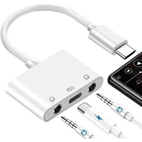 محول USB نوع C الى مقبس سماعة راس 3.5 ملم من USB C الى مقسم سماعة اذن مزدوج مع منفذ شحن سريع يدعم سماعة راس مزدوجة، متوافق بشكل متزامن مع ايباد برو وماك بوك وسامسونج جالكسي وجوجل بيكسل in Kuwait