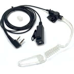 SAMCOM Acoustic Tube Earpiece Walkie Talkies, 2-Wire Air Tube Headset with Mic for Two Way Radios, Compatible with FPCN10A FPCN30A Radios, 1 Pcs, Black