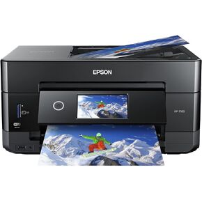 Epson Expression Premium XP-7100 Wireless Color Photo Printer with ADF, Scanner and Copier, Black, Small & Ultra Premium Photo Paper Glossy (8.5x11 Inches, 50 Sheets) (S042175),White