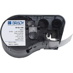 Brady M-82-499 خرطوشة قماش نايلون B-499 باللون الأسود على الأبيض، قطر 3/8 بوصة، لطابعات BMP51/BMP53 in Kuwait