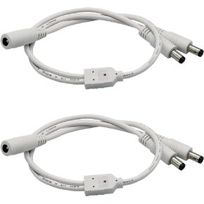 PAUTIX 2-Pack DC 1 Female to 2 Male 5.5mm X 2.1mm Splitter Cable DC Power Adapter Cord,2 Ways Y Shape DC Plug Connectors for COB 2835 3528 LED Strip Lights CCTV Security Cameras Controllers 12V 24V 5V in Saudi Arabia