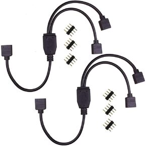 2-Pack DC 1 Female to 2 Way 4 Pins Splitter Cable for RGB LED Strip,DC Power Adapter for PAUTIX CCT COB LED Strip Light(1 to 2)