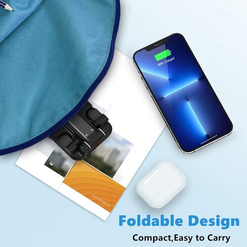 Dual 10W Wireless Charger, [Angle&Height Adjustable] Wireless Charging Desk Phone Holder Charger Stand, 2 in 1 Qi Fast Charging Dock for iPhone 15/14/13/12/11/MAX/XS,AirPods,Samsung Galaxy S21/S20/S10 in Kuwait