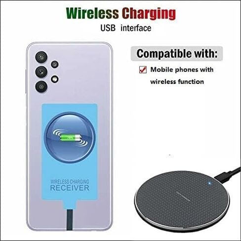 N/A Qi Wireless Charger+External Receiver for Samsung Galaxy A12 A22 A32 A42 A52 A72 4G 5G Black in Saudi Arabia