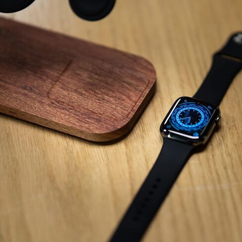 Eden Grove 3-in-1 Natural Wood Wireless MagSafe Compatible Magnetic Charger Stand Station for Apple iPhone 15/14/13/12, Plus, Mini, Pro, ProMax, Apple Watch AirPods, Fast Charging 15W in Kuwait