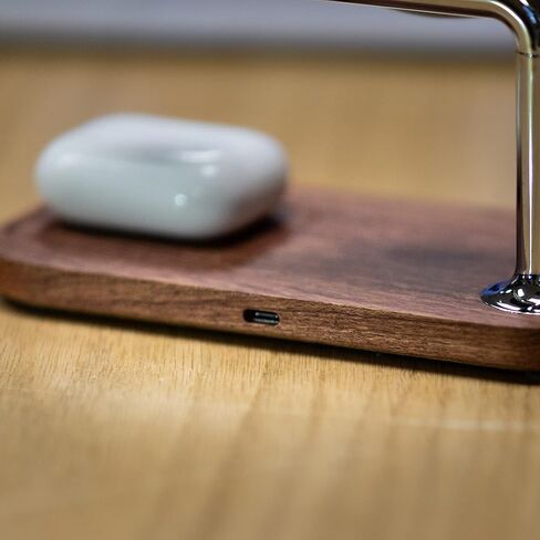 Eden Grove 3-in-1 Natural Wood Wireless MagSafe Compatible Magnetic Charger Stand Station for Apple iPhone 15/14/13/12, Plus, Mini, Pro, ProMax, Apple Watch AirPods, Fast Charging 15W in Kuwait